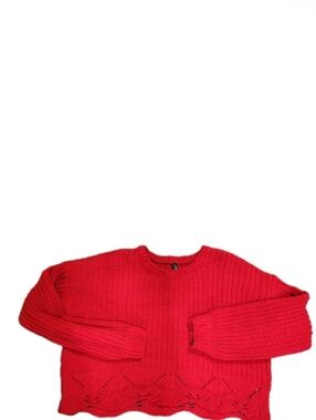 ALYA Red Chunky Knit Cropped Sweater Size Large